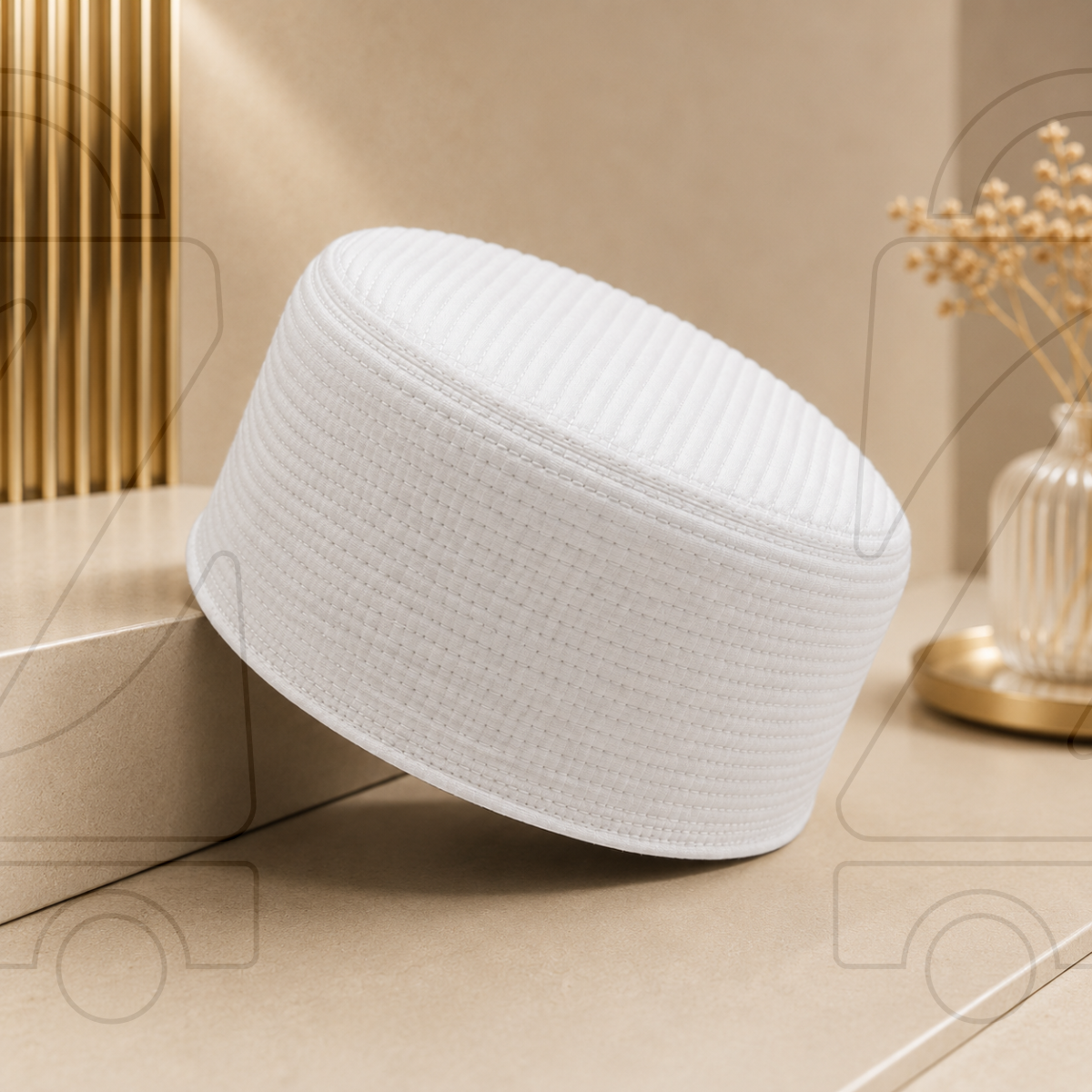 Junaid Jamshed Premium Quality  Prayer Cap  ( Straight Line)
