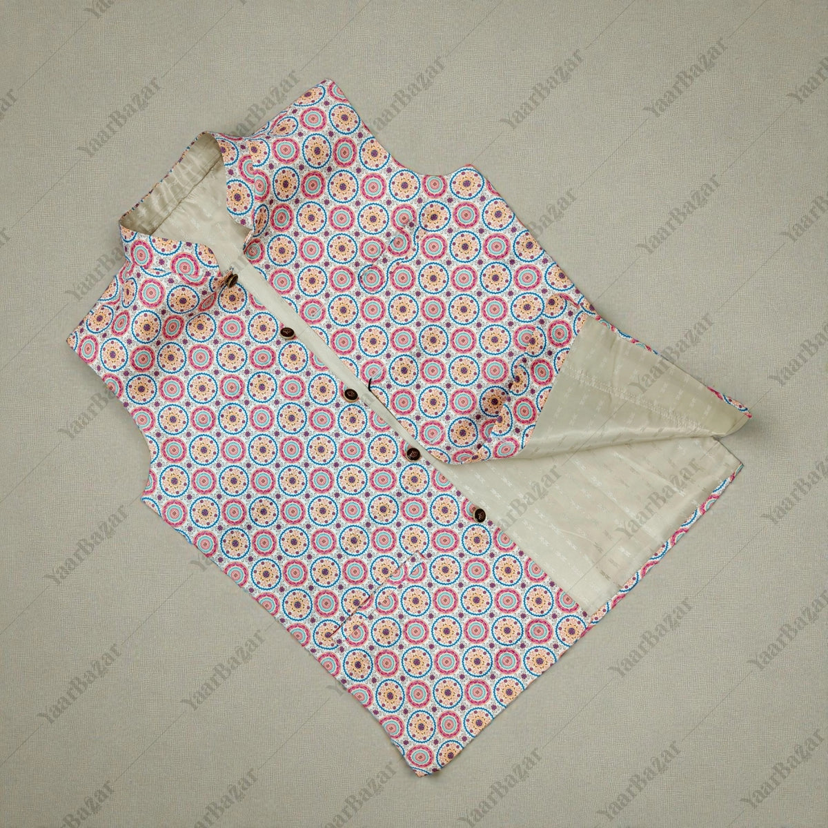 Pastel Medallion Nehru Waistcoat