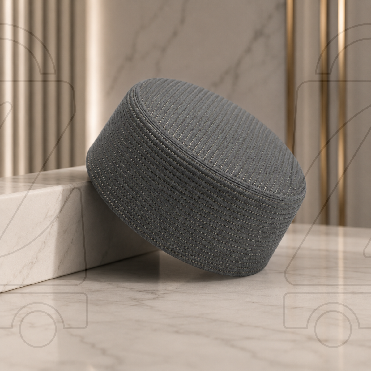 Junaid Jamshed Premium Quality  Prayer Cap  ( Straight Line)