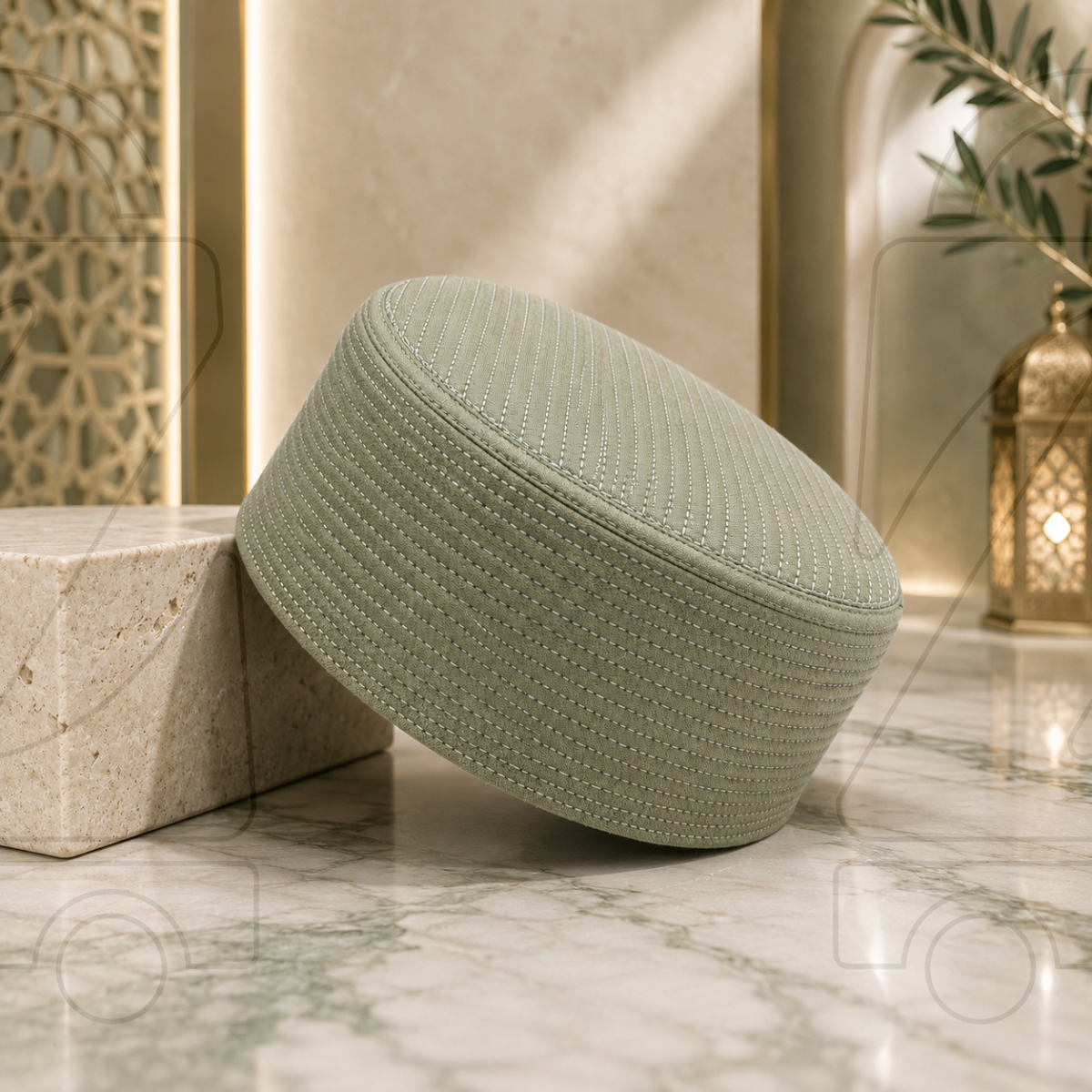 Junaid Jamshed Premium Quality  Prayer Cap  ( Straight Line)