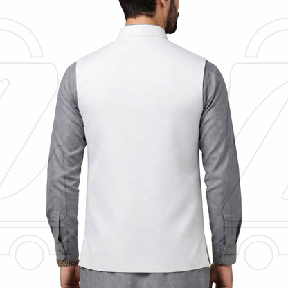 Nawabi Cut Sadri | Classic Band Collar Traditional Waistcoat