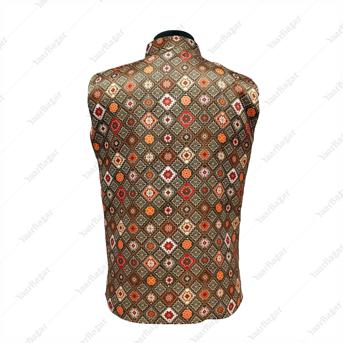 Rust Mosaic Nehru Waistcoat
