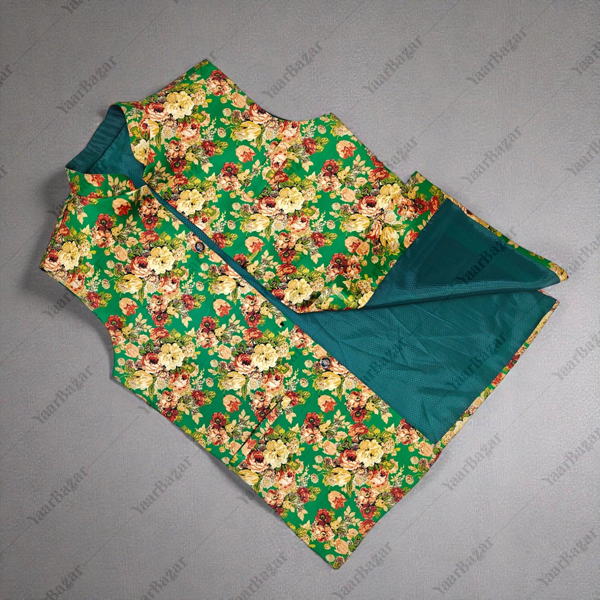 Emerald Floral Nehru Waistcoat
