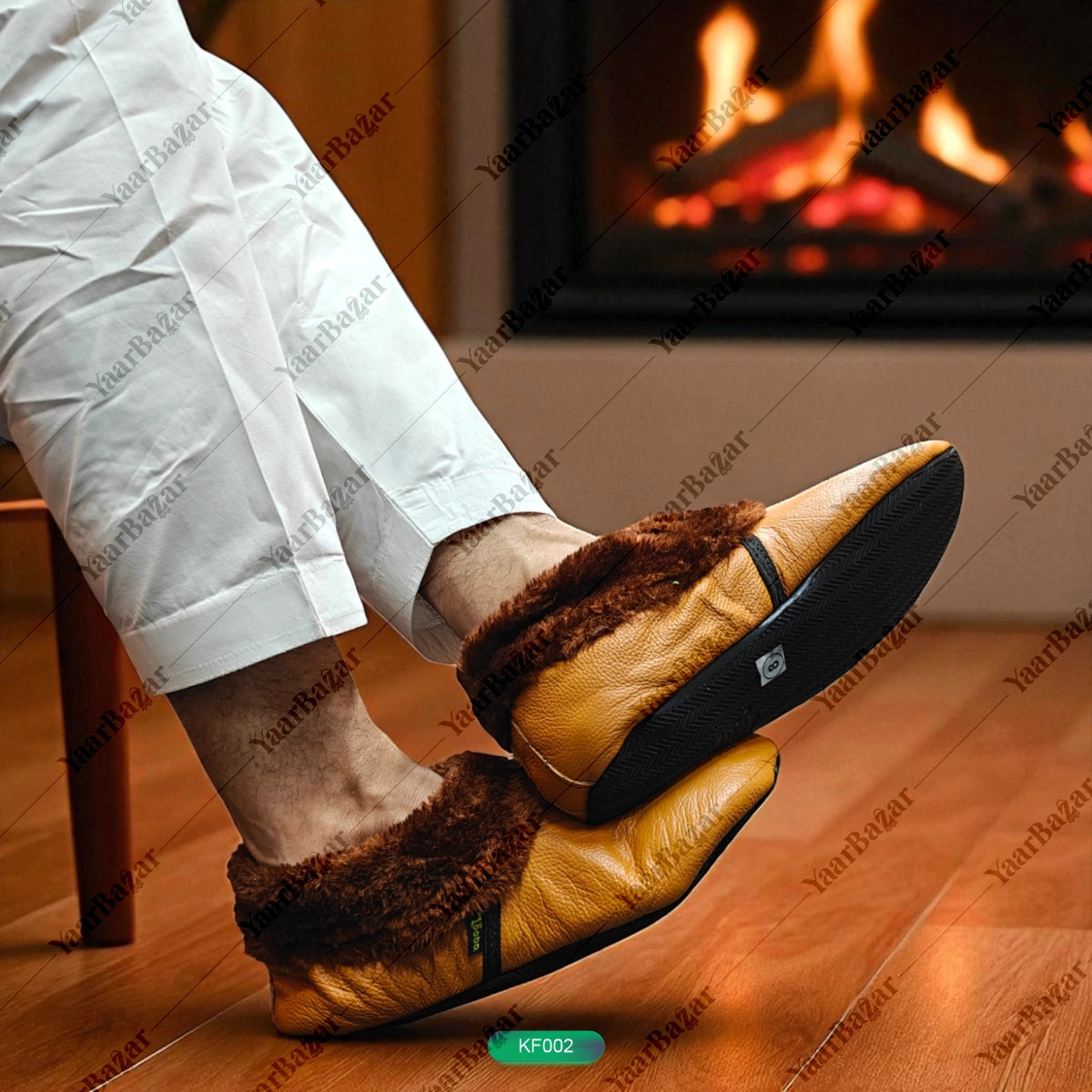 Winter Women Leather Socks | Khuffain | Warm | Leather Lined