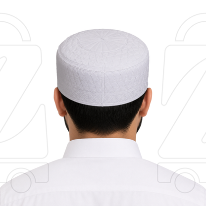 Boogie White Embroidered Muslim Topi