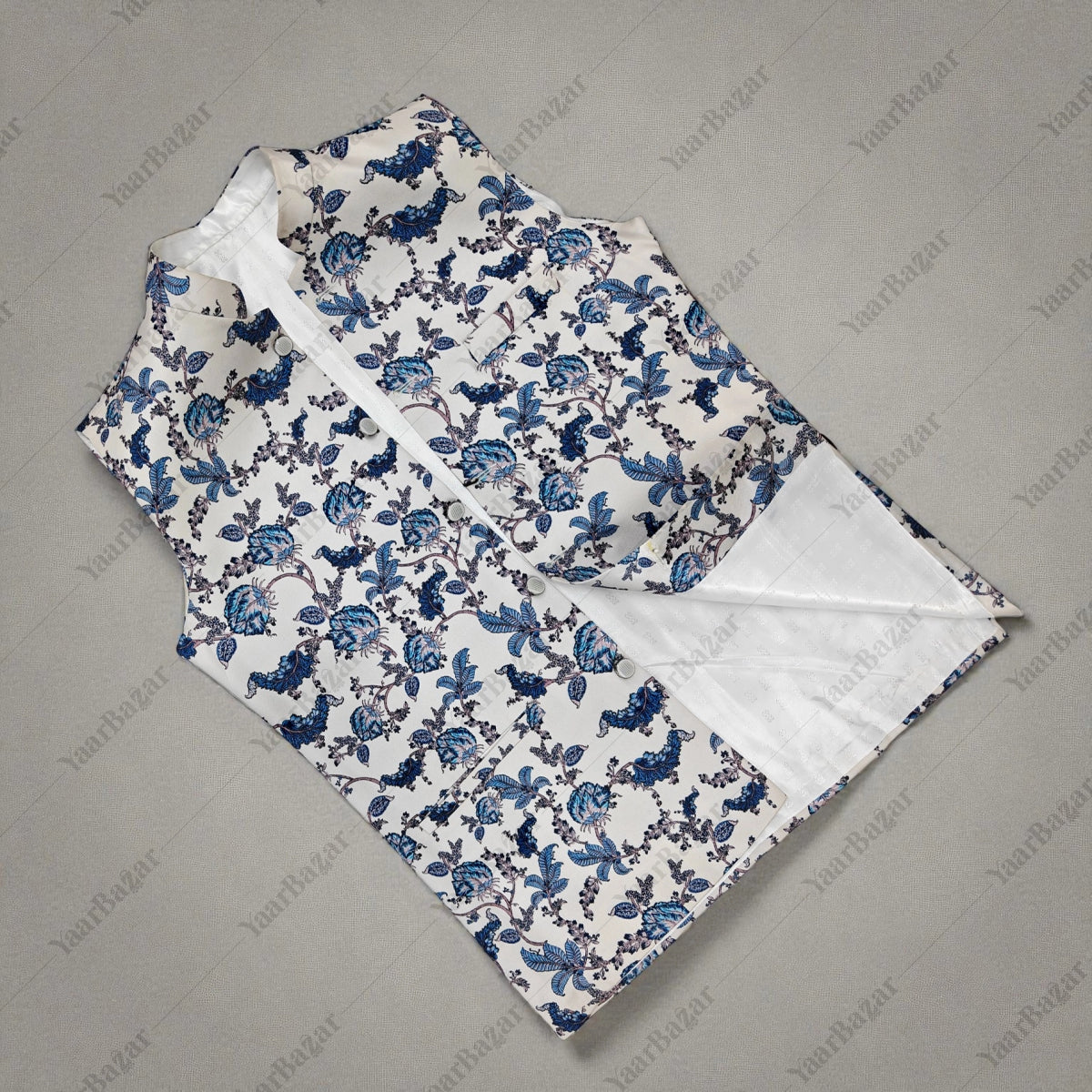 Blue Bloom Nehru Waistcoat