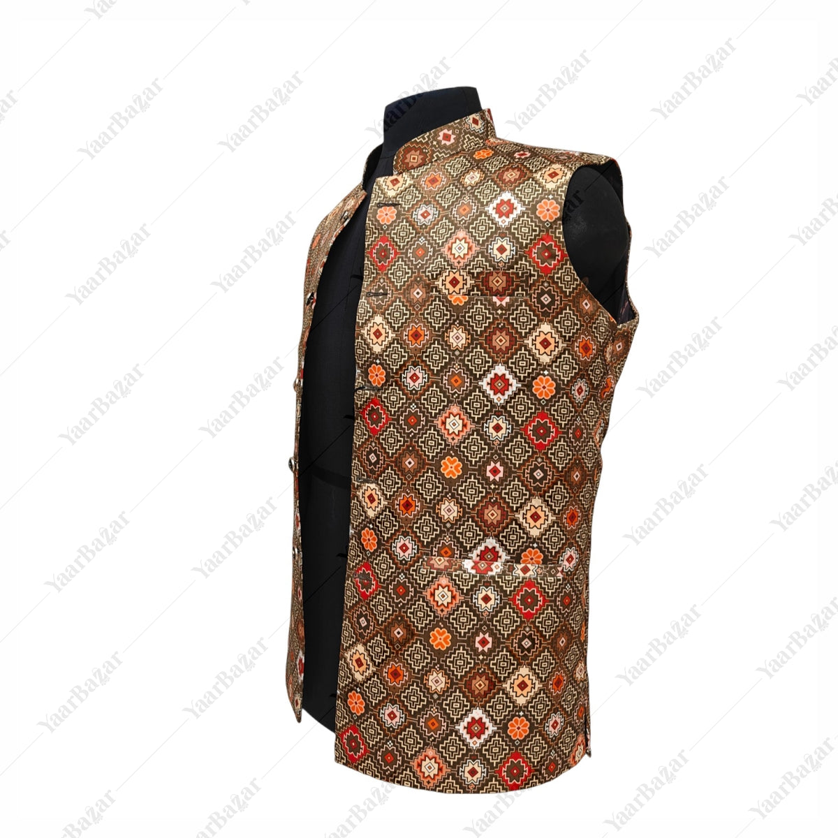 Rust Mosaic Nehru Waistcoat