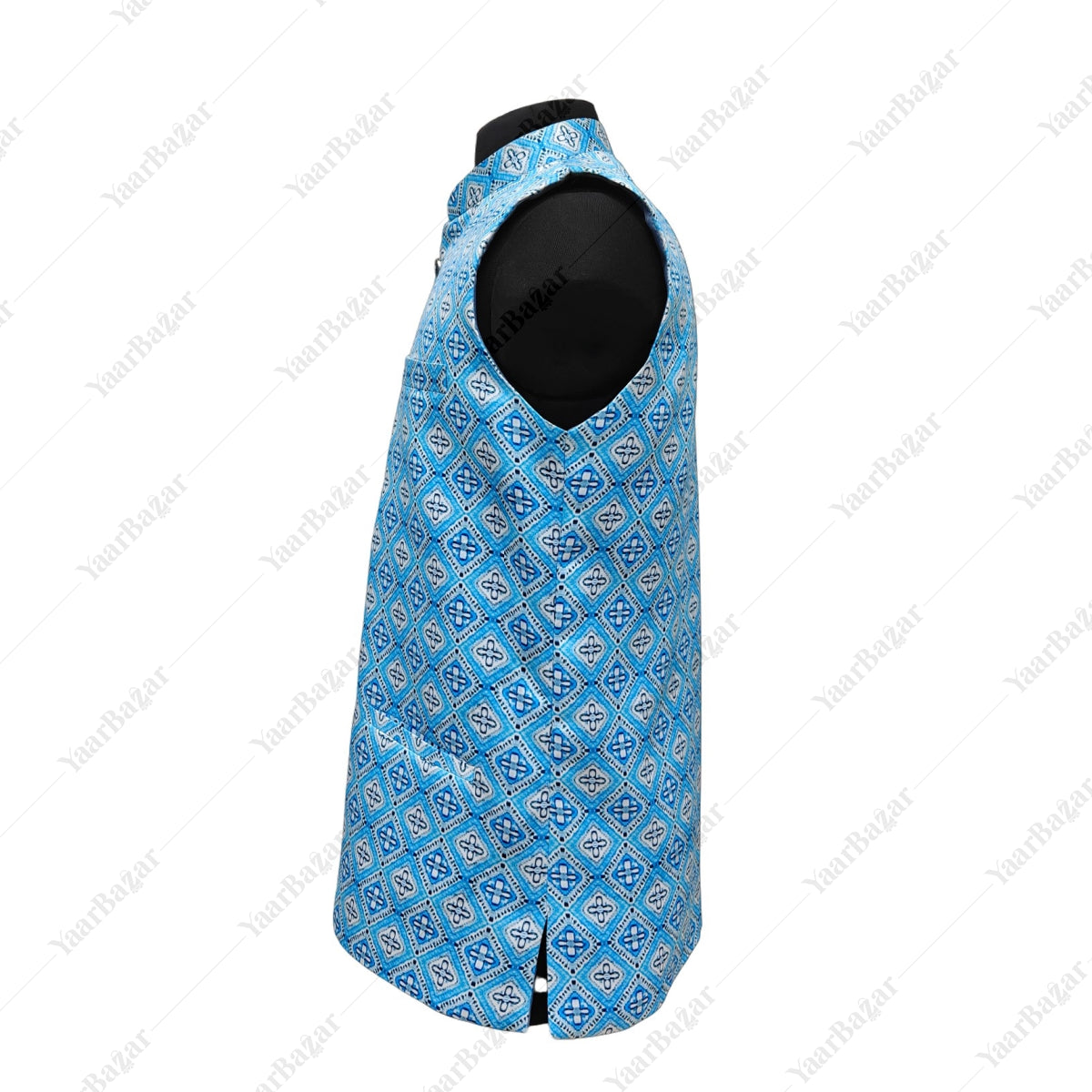 Azure Mosaic Nehru Waistcoat