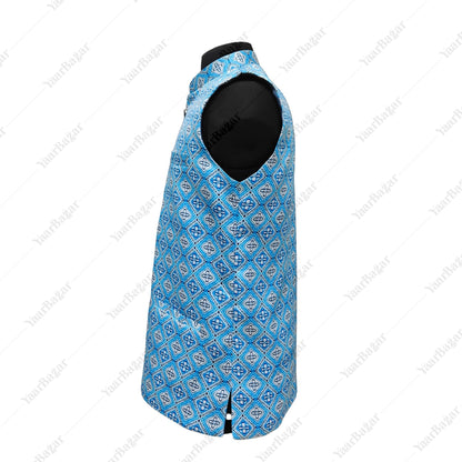Azure Mosaic Nehru Waistcoat