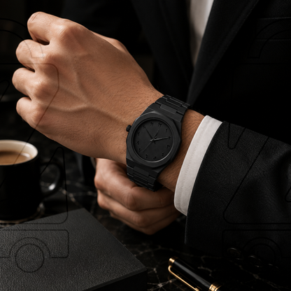 Matte Black Arabic Aura Watch for Men