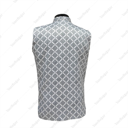 Silver Mosaic Nehru Waistcoat