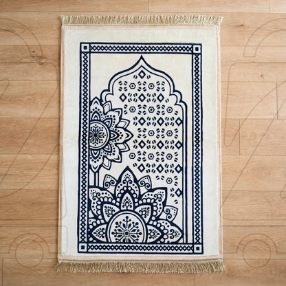 Turkish Floral Mehrab Velvet Prayer Janamaz