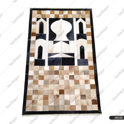 Premium Handmade Leather Janamaz | Goat Hair Patchwork
