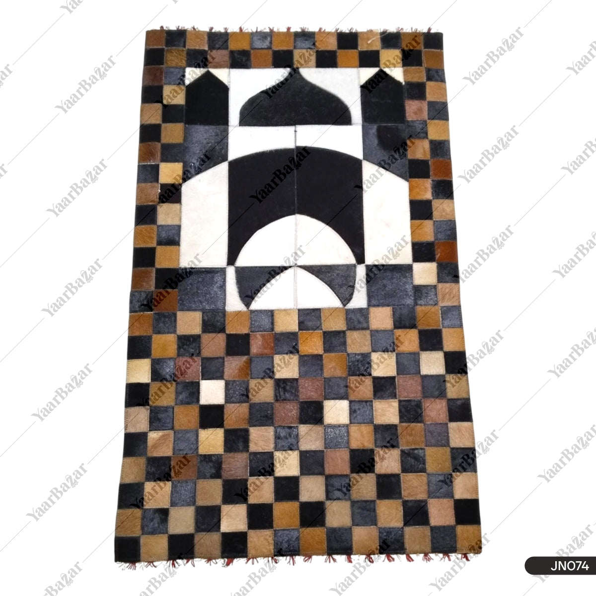 Pure Leather Janamaz with Natural Goat Hair – Multi-Tone Masjid Design