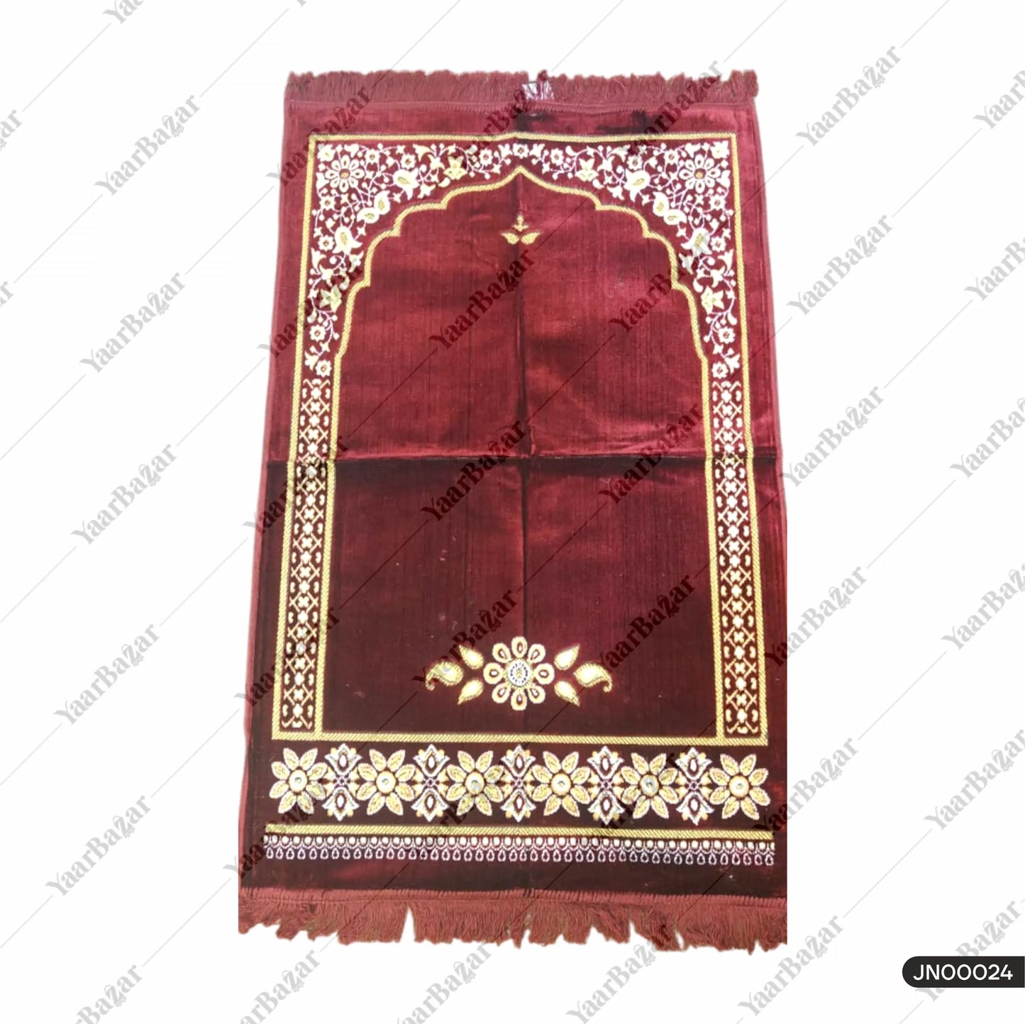Floral Border Maroon Janamaz