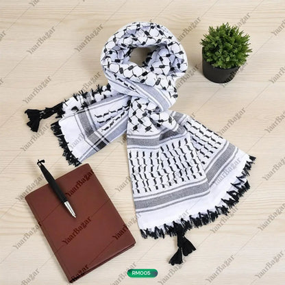Classic Palestinian Keffiyeh Scarf – Black & White Shemagh