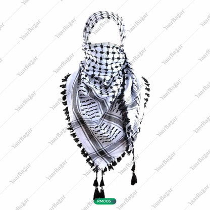 Classic Palestinian Keffiyeh Scarf – Black & White Shemagh