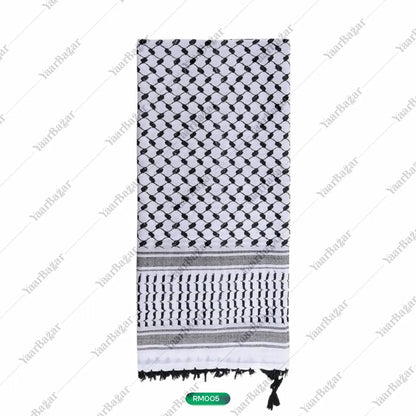Classic Palestinian Keffiyeh Scarf – Black & White Shemagh
