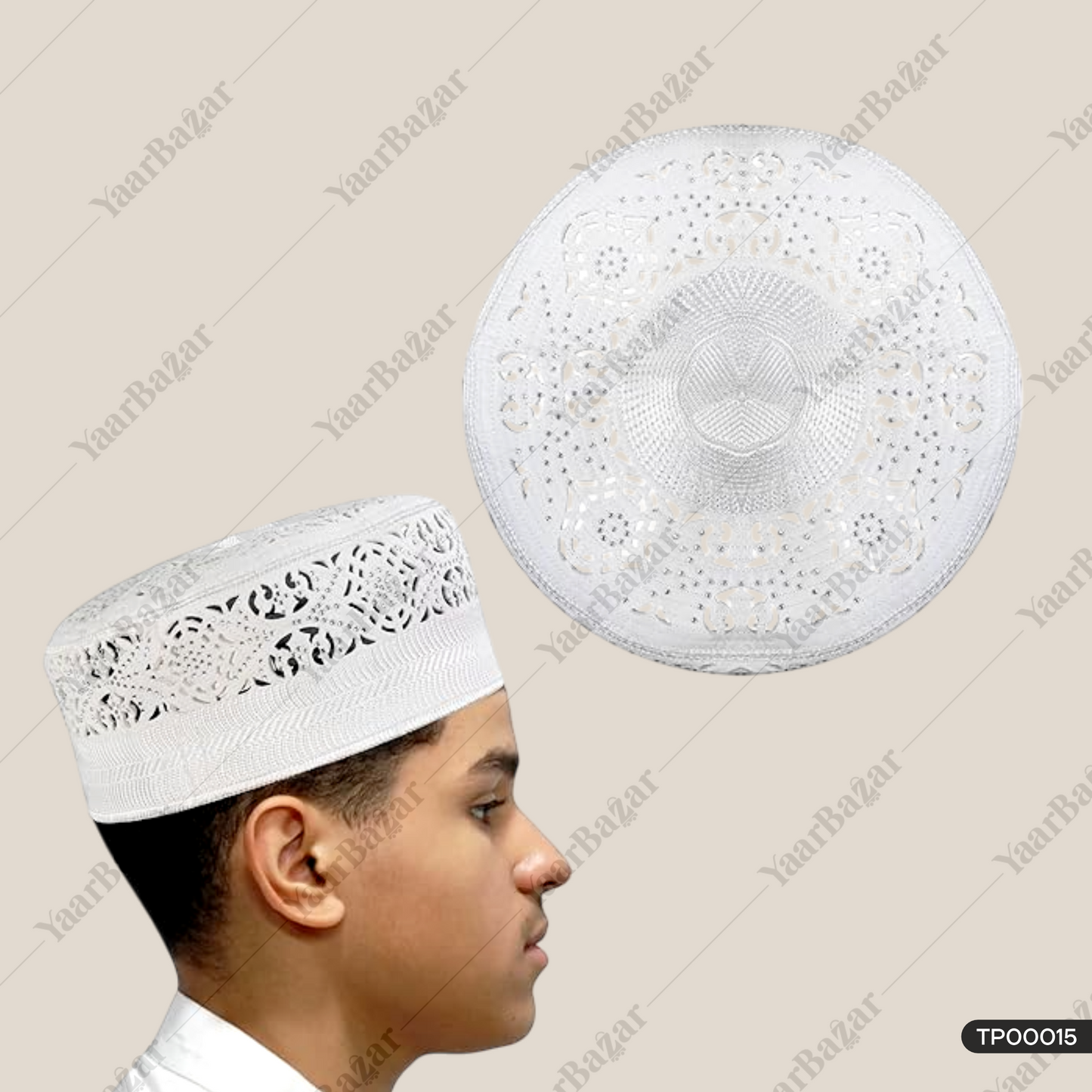 Maulana Saad Bangladeshi White Diamond Topi
