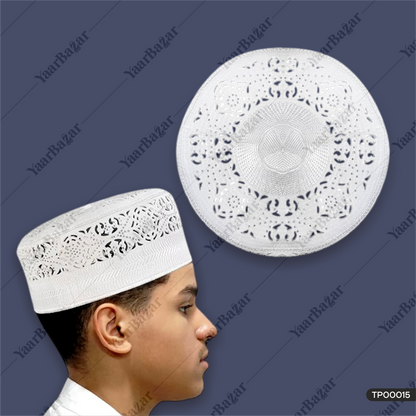 Bangladeshi White Diamond Topi |New Maulana Saad Islamic Namazi Prayer Cap