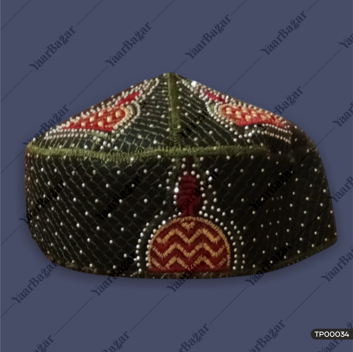 Ajmer Sharif Ramadan Gift Stone Stud Ismaic Prayer Embroidery Kufi Cap