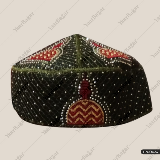 Ajmer Sharif Ramadan Gift Stone Stud Ismaic Prayer Embroidery Kufi Cap