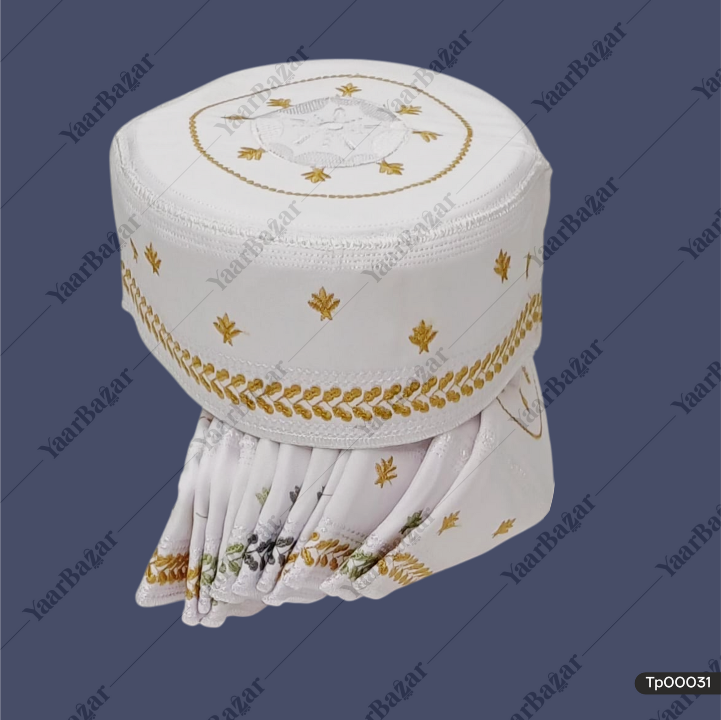 Anjum White Men’s Prayer Cap | Flower Embroidered Topi