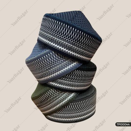 Polyester Mufti Islamic Topi | Lahariya Design Prayer Cap