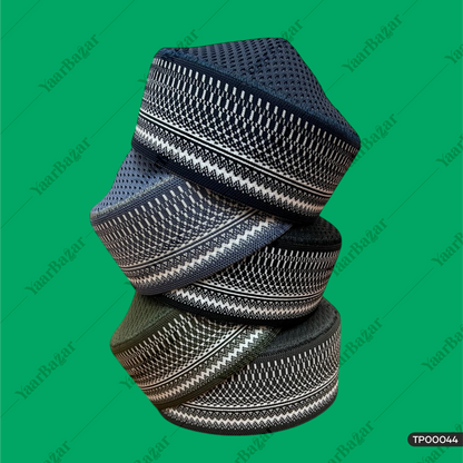 Polyester Mufti Islamic Topi | Lahariya Design Prayer Cap