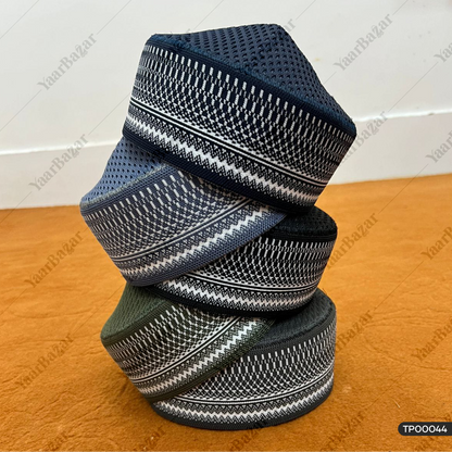 Polyester Mufti Islamic Topi | Lahariya Design Prayer Cap