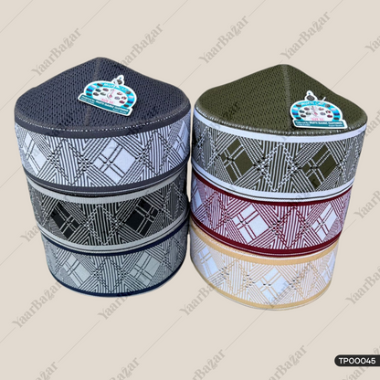 Polyester Mufti Islamic Topi | Square Design Prayer Cap