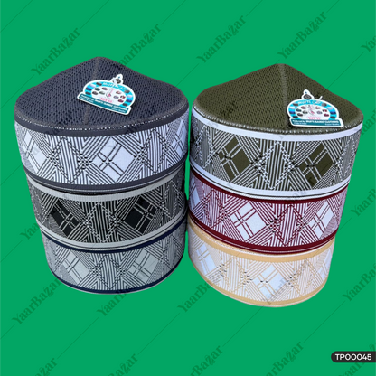 Polyester Mufti Islamic Topi | Square Design Prayer Cap