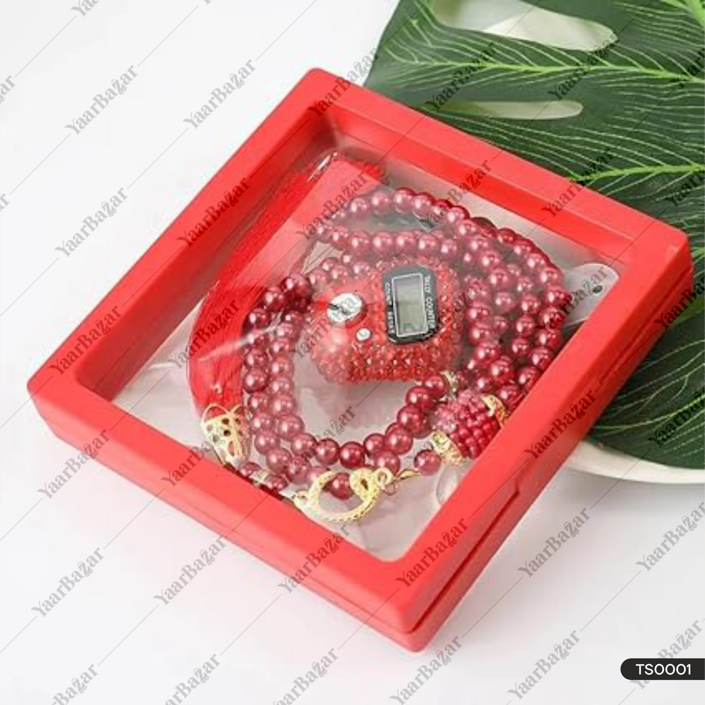 Luxury Gifts 99 Glass Beads Prayer Tasbeeh with Digital Tally Counter Visible Box Tasbih Gift Set